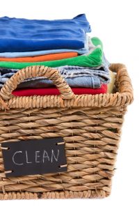 Washed Fresh Clean Clothes In A Laundry Basket